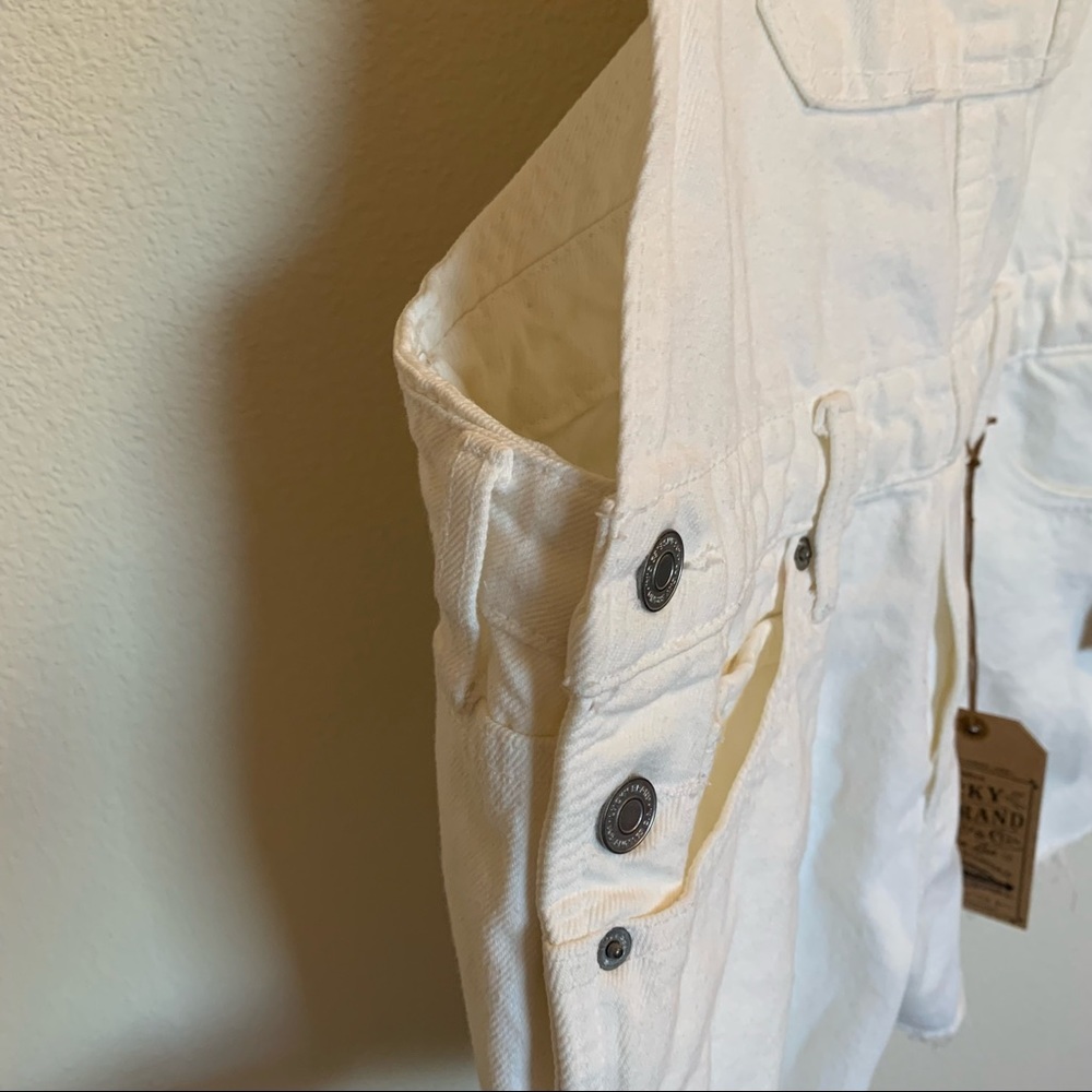 NWT Lucky Brand White Denim Shortalls (Short Overalls) - Size M - Picture 3 of 11